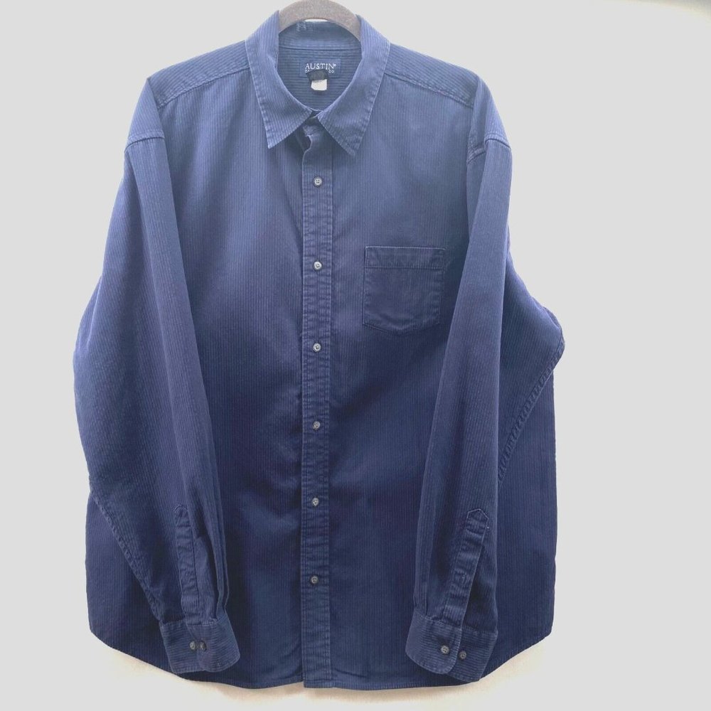 AUSTIN CLOTHING COMPANY Long Sleeve Navy 100% Heavy Cotton Corduroy Look XXL‎